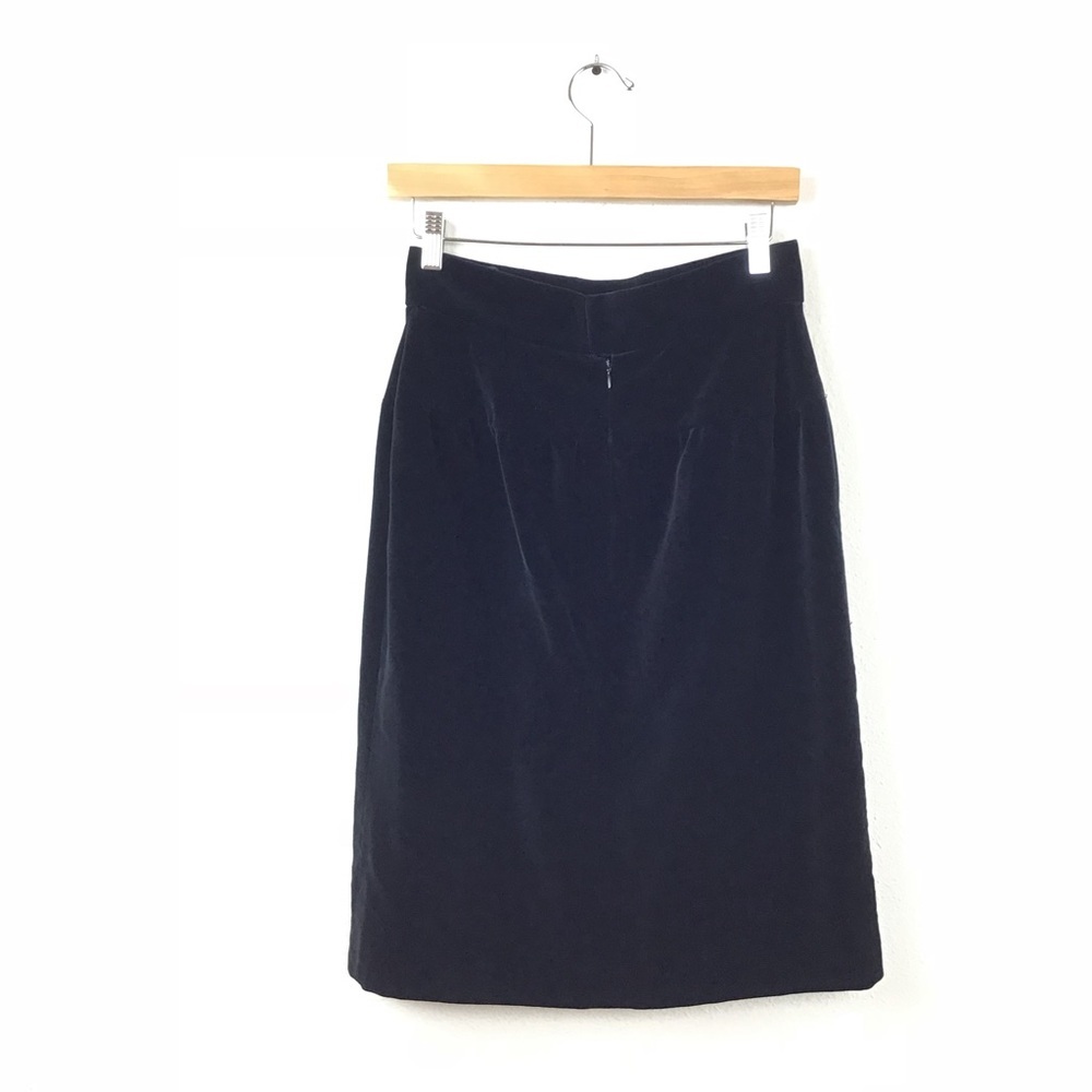 Chanel Skirt Velvet Pencil Cotton Vintage 42 Black - Picture 5 of 7